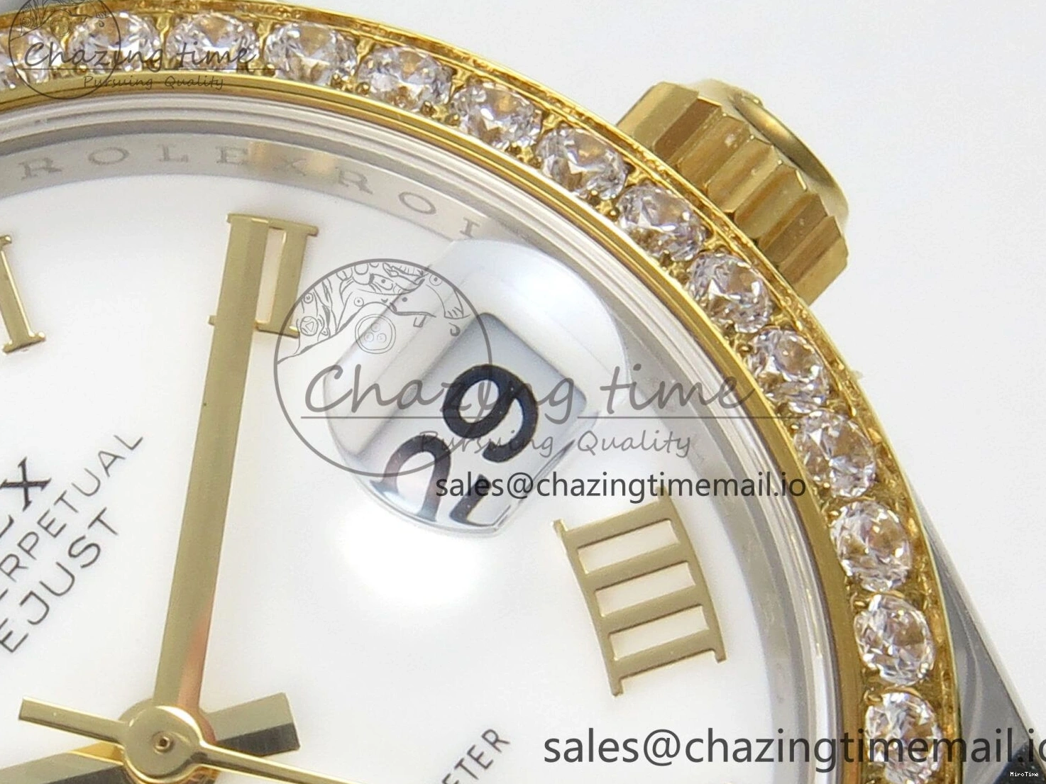 MiroTime 0511 DateJust 31 278383RBR THBF 1:1 Best Edition 904L Steel White Roman Dial Diamonds Bezel on SS YG Oyster Bracelet HZ Cal. Minimalist 44